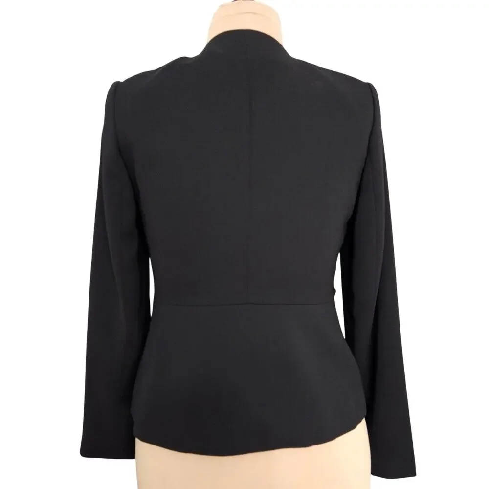 Bloomingdale’s Black Tie Front Blazer Jacket Womens Size 6 Academia Goth Minimal